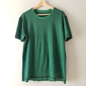 Lululemon Green Striped Short Sleeve Tee